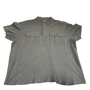 Michael Kors Polo Shirt Mens Large Gray Short Sleeve Casual Golf Double Pockets